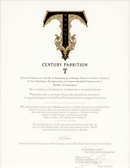 Handwritten certificate of incorporation with gold leaf accents